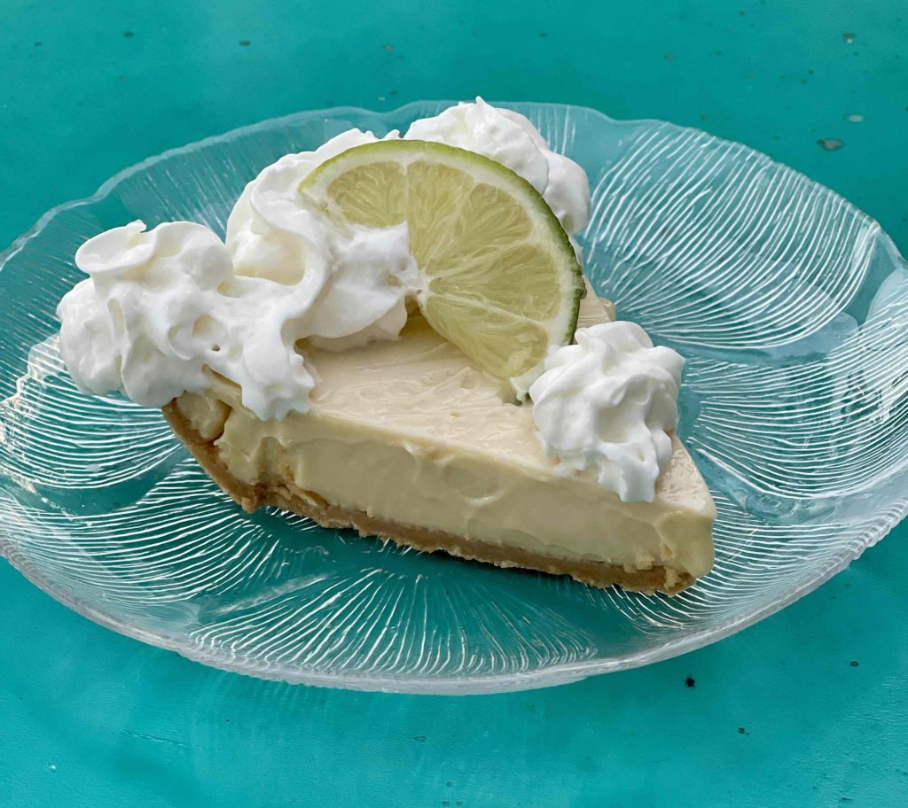 Slice of key lime pie served at Blue Dog Bar and Grill in Matlacha Florida.