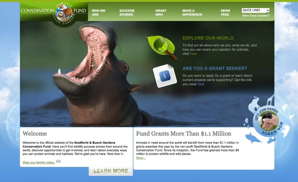 Busch Gardens SeaWorld Conservation Fund website